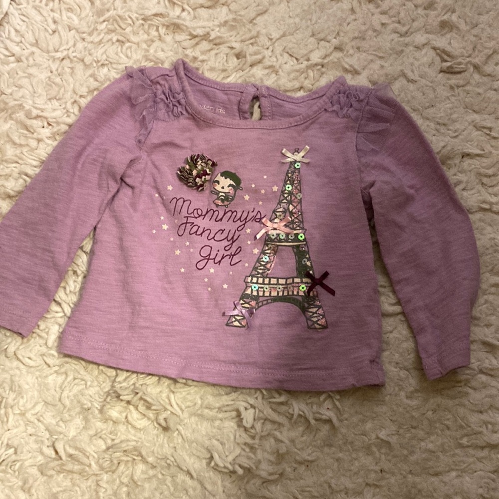 2 girls tops one long sleeve one short sleeve. Purple long sleeve